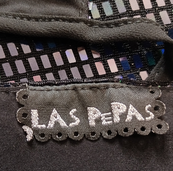 Las Pepas Black Sparkly Side Tie Top One Size - Picture 10 of 10